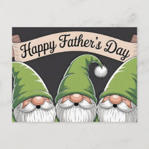 Happy Father's Day" Green Gnome Trio Postcard