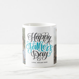 Happy Father's Day Hand Lettering Photo Collage Coffee Mug