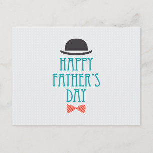 Happy Father's Day Hat & Bow Tie   Postcard