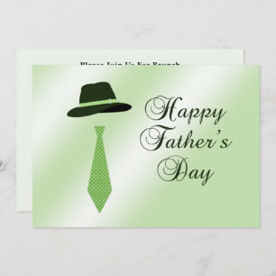 Happy Fathers Day Hat Green Dot Tie Family Brunch Invitation