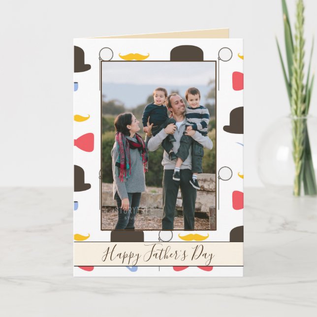 Happy Father's Day Hipster Photo Card (Front)