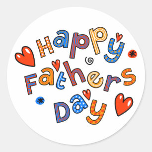 Happy Fathers Day Holiday Text Classic Round Sticker