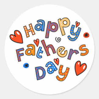 Happy Fathers Day Holiday Text Classic Round Sticker