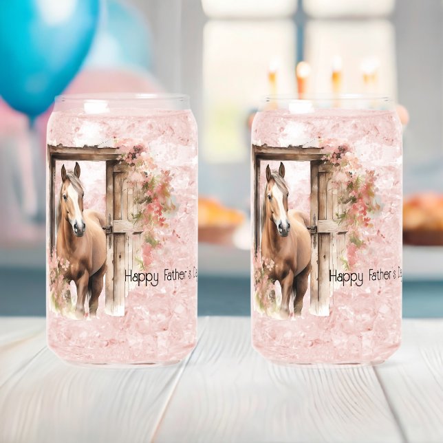 Happy Father's Day Horse Barn Flowers Can Glass (Insitu (Baby Shower))
