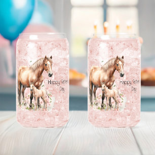 Happy Father's Day Horse Foal Flowers Can Glass