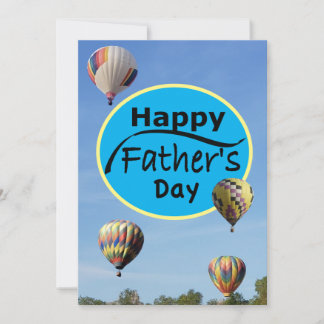 Happy Father's Day Hot Air Balloon Simple Blue  Holiday Card