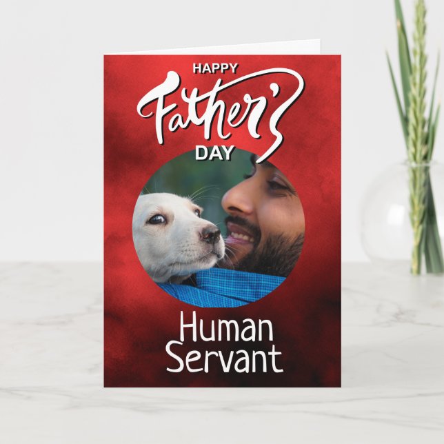 Happy Fathers Day Human Servant Custom Red Thank You Card (Front)
