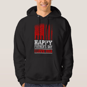 Happy Father's Day I Love Usa Patriotic Flag Vint Hoodie