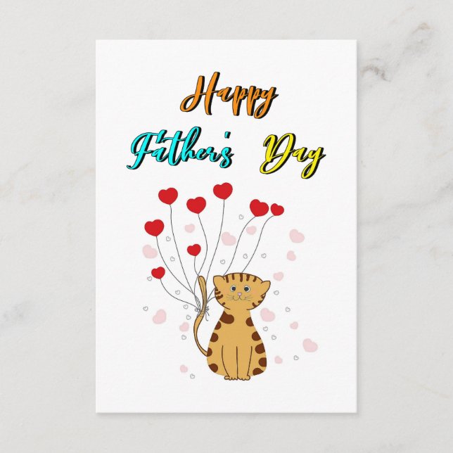 Happy Father's Day Kitty Dad Daddy Gift Cat Father Enclosure Card (Front)