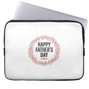 Happy Fathers Day Leaf Wreath Vintage Shirt Design Laptop Sleeve