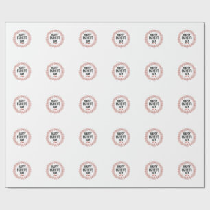 Happy Fathers Day Leaf Wreath Vintage Shirt Design Wrapping Paper