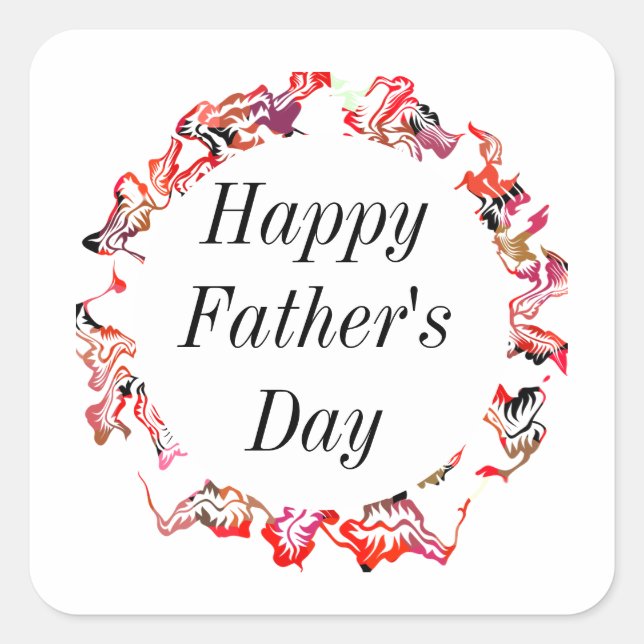 Happy Fathers Day Leafy Flowers Floral Crest 2024 Square Sticker (Front)