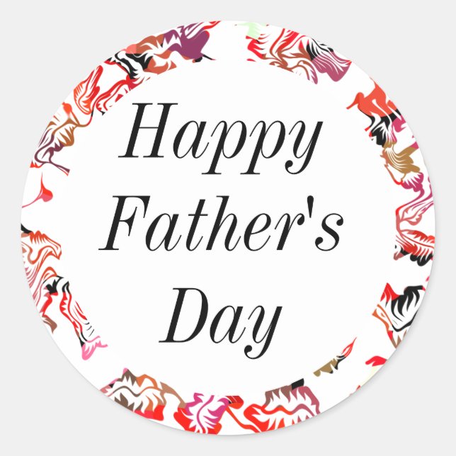 Happy Fathers Day Leafy Flowers Floral Crest Cool Classic Round Sticker (Front)