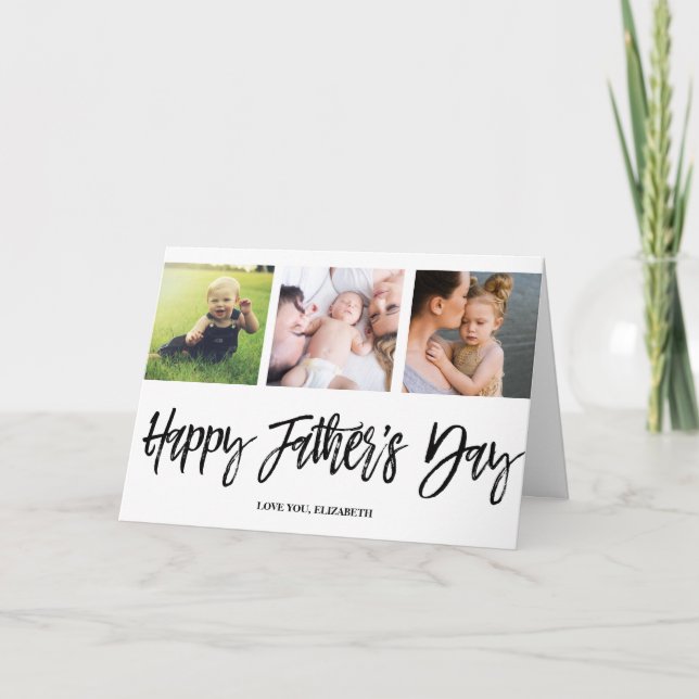 Happy Fathers Day Love Dad Modern Photo Collage Card (Front)