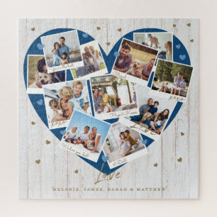 Happy Father's Day Love Heart Shape Photo Collage Jigsaw Puzzle