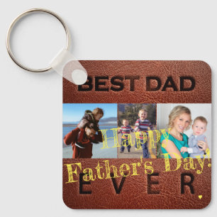 Happy Fathers Day love you dad 3 photos Key Ring