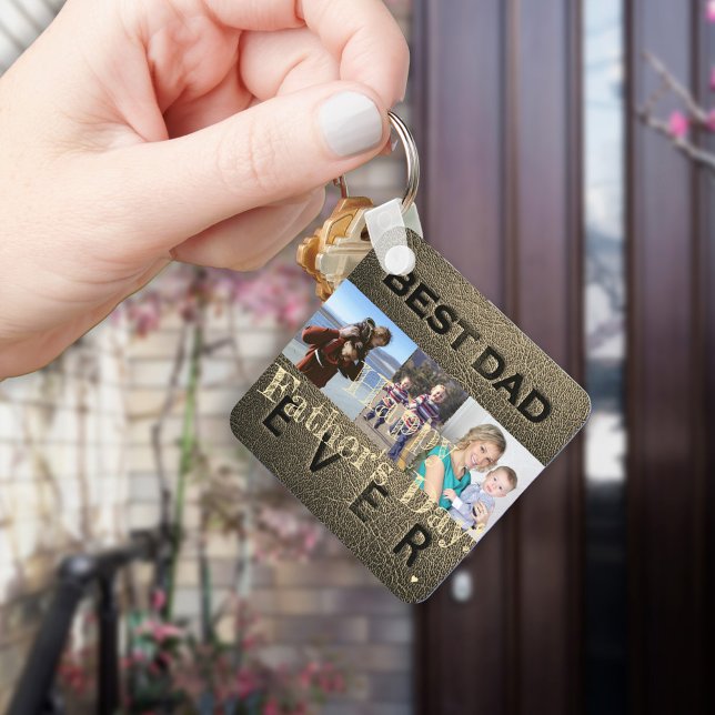Happy Fathers Day love you dad 3 photos Key Ring (Creator Uploaded)