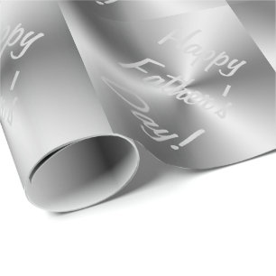 Happy Father's Day Metallic Silver Gift Wrapping Wrapping Paper