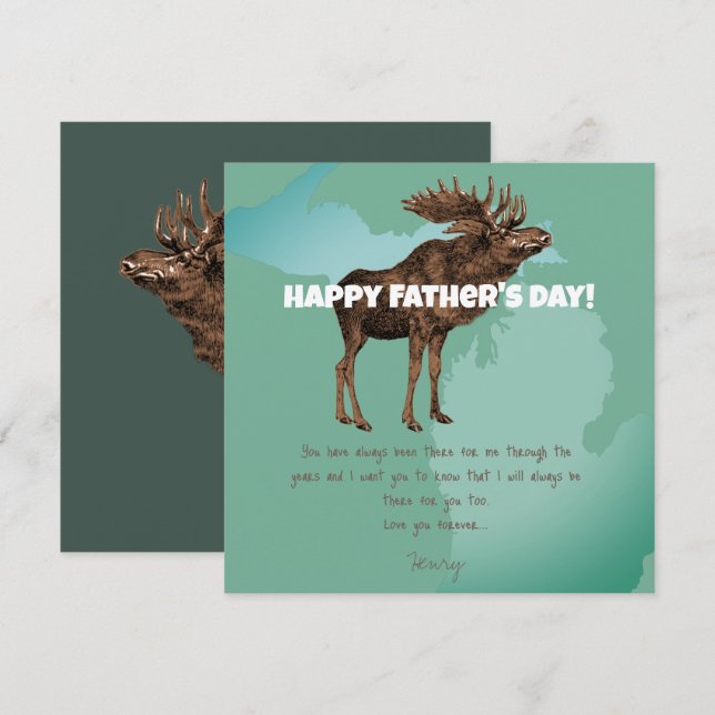 Happy Father's Day Michigan Moose  Invitation (Front/Back)