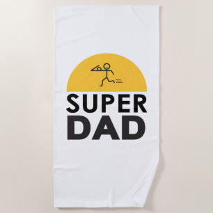 Happy Father's Day Modern Design  "Super Dad" Beach Towel