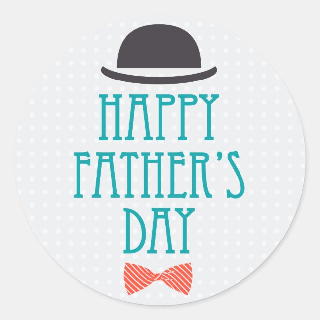 Happy Father's Day Modern Polka Dots Design Classic Round Sticker (Front)