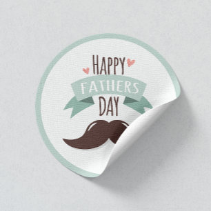 Happy father's day - moustache classic round sticker