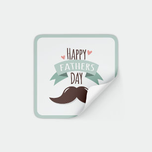Happy father's day - moustache square sticker