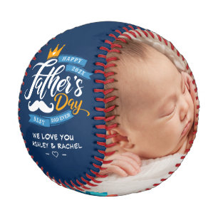 Happy Father's Day Navy Blue Typography Baseball