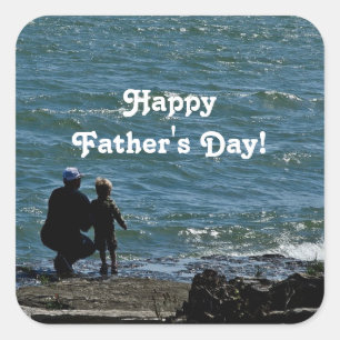 Happy Father's Day Ocean Square Sticker