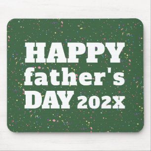 Happy Father's Day Paint Splatter Green White Mouse Pad