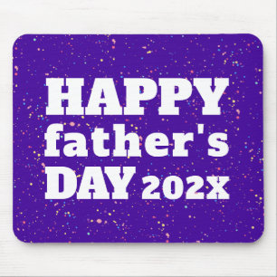 Happy Father's Day Paint Splatter Purple and White Mouse Pad