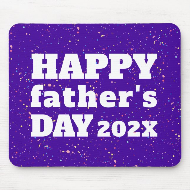 Happy Father's Day Paint Splatter Purple and White Mouse Pad (Front)
