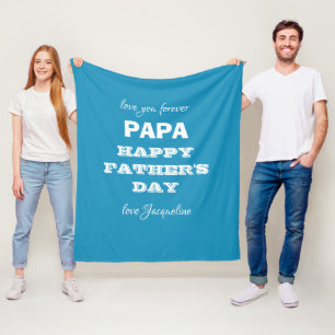 Happy Father's Day Papa Script Family Names Chic Fleece Blanket