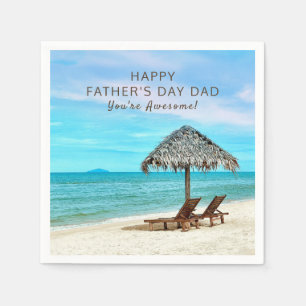 Happy Father's Day Party Custom Text Beach Paper Napkin