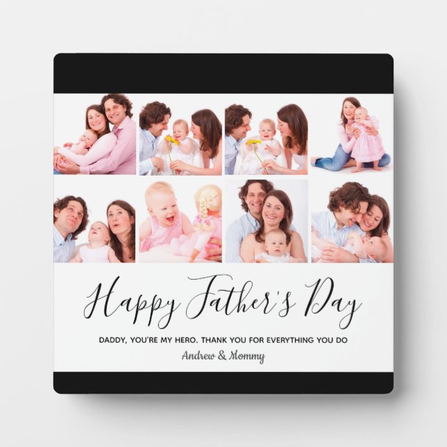 Happy Father's Day , Personalised 8 Photo Collage  Plaque (Front)