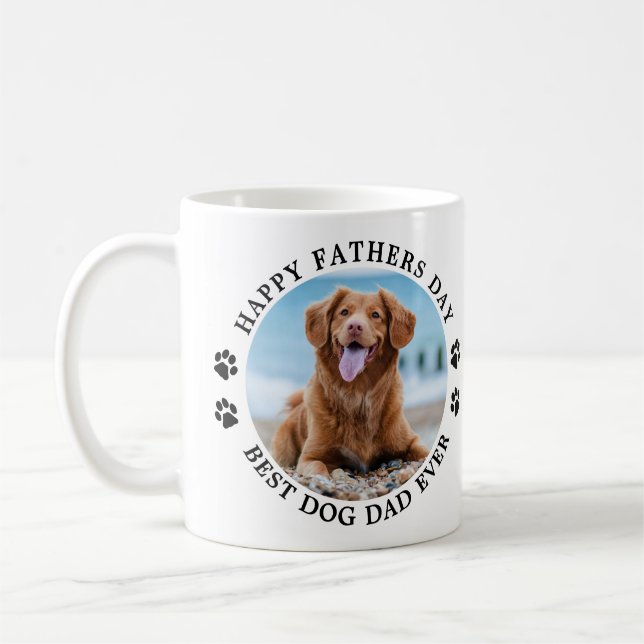 Happy Fathers Day Personalised Pet Photo Dog Dad Coffee Mug (Left)