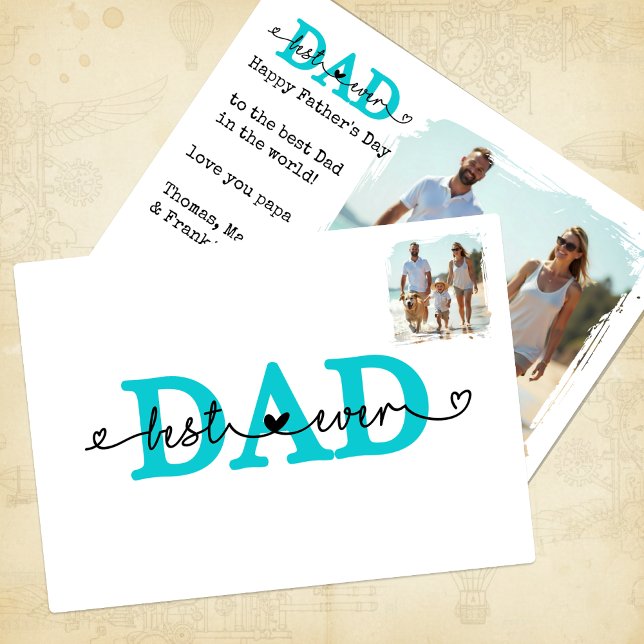 Happy Fathers Day Photo Card, Best Dad Ever Card (Happy Fathers Day Photo Card / Best DAD Ever)