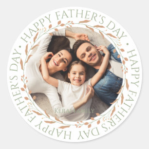 Happy Father's Day Photo Card   Customisable Dad G Classic Round Sticker