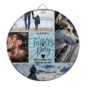Happy Father's Day Photo Collage Custom Names Dartboard