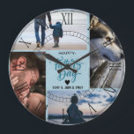 Happy Father's Day Photo Collage Custom Names Large Clock<br><div class="desc">Happy Father’s Day Gifts Ideas, Photo Collage Square Wall Clock with Custom Names Gift for Dad, Celebrate your amazing dad with this Happy Father’s Day photo collage wall clock, designed to combine love, memories, and timekeeping in one personalised gift. This square wall clock features your favourite family photos arranged in...</div>