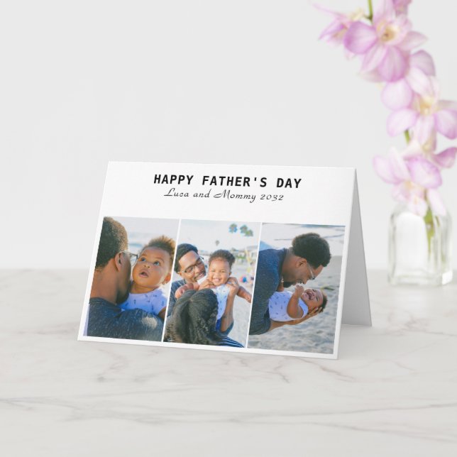 Happy Father's Day Photo Collage Holiday Greeting Card (Orchid)