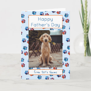 Happy Father's day Photo Dog Cat Pet Paw Prints Card