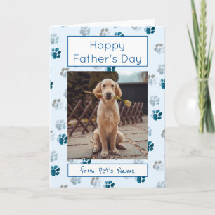 Happy Father's day Photo Dog Cat Pet Paw Prints Card