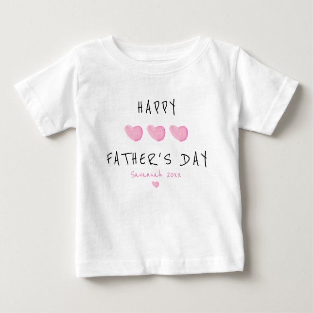 Happy Father's Day Pink Heart Custom Baby T-Shirt (Front)