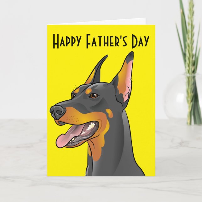 Happy Father's Day Pop Art Customisable Doberman Card (Front)