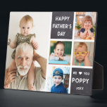 Happy Father's Day Poppy 5 Photo Chalkboard Plaque<br><div class="desc">Happy father's day gift idea for grandfather -A modern photo plaque with a collage grid created with 5 pictures and message on a trendy Wood  block.</div>