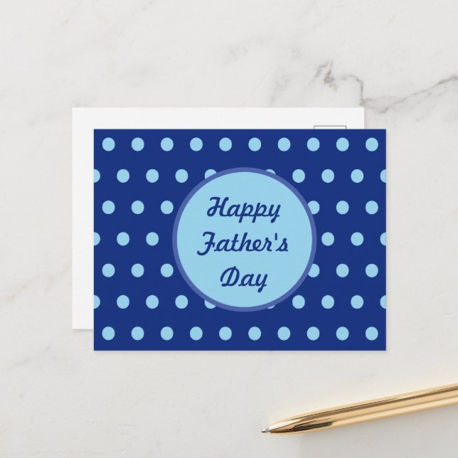 Happy Father's Day Postcard (Navy & Soft Blue) (Front/Back In Situ)