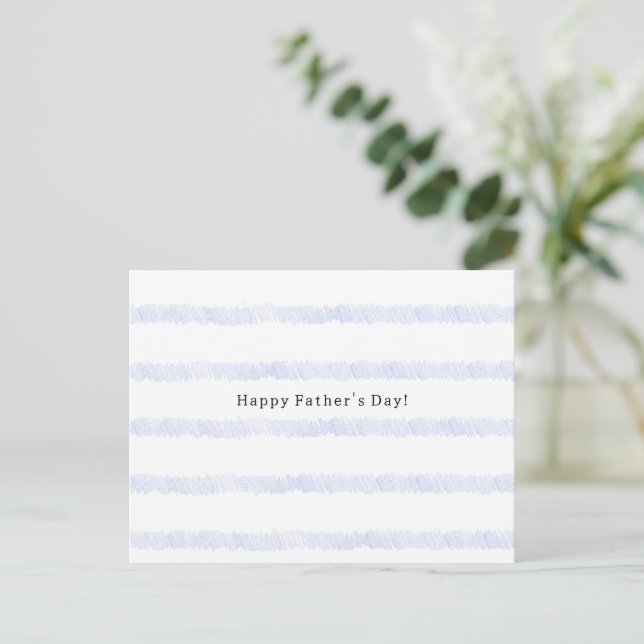 Happy Father's Day Quote Blue Stripes Card (Standing Front)