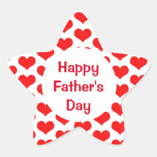 Happy Fathers Day Red Heart Patterns Colourful Star Sticker