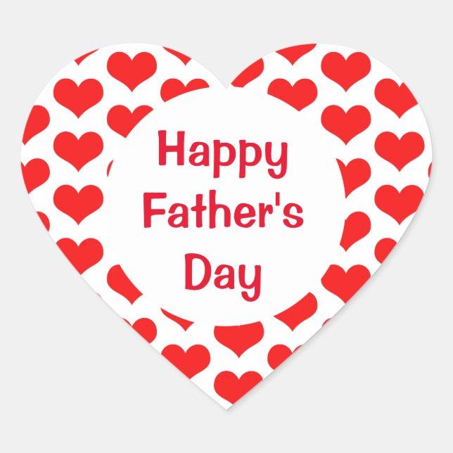 Happy Fathers Day Red Heart Patterns Colourful Sticker (Front)